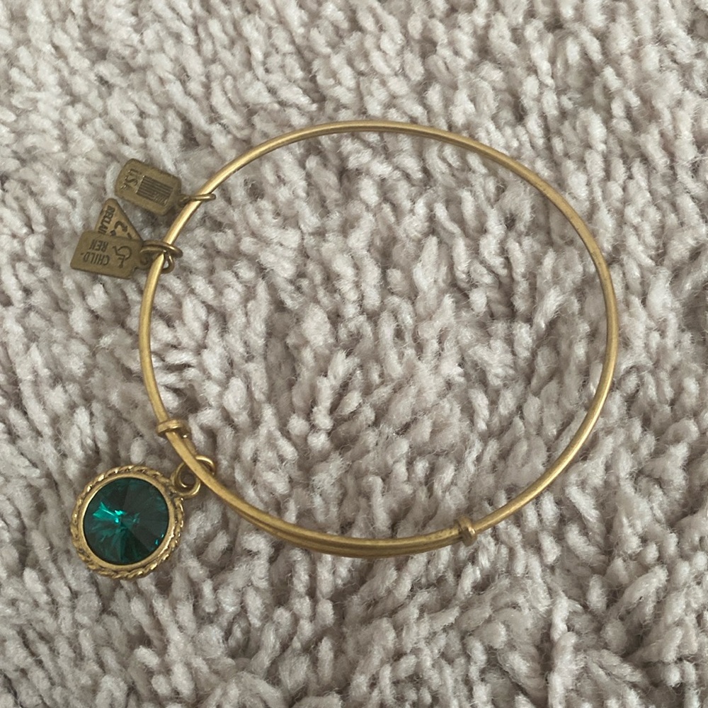 Alex and Ani Emerald gem bracelet.